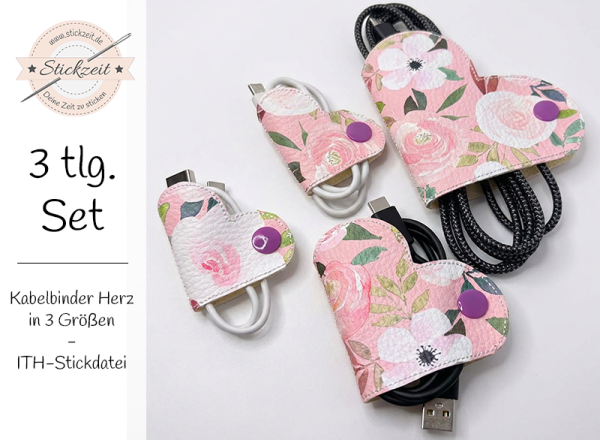 Kabelbinder Herzen - ITH-Stickdatei